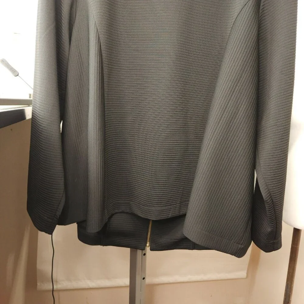 Womens Jacket 30/32 Black Full Zip Avenue Ribbed High Neck Long Sleeve Stretch - Picture 4 of 7